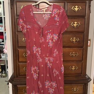 Matilda Jane Women's Pink Floral Short Sleeve Art Class Dress